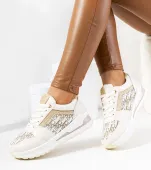 Beżowe buty sportowe gruba podeszwa sznurowane Aloisia 39