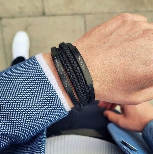 Bransoletka skórzana PODWÓJNA dzień OJCA dla TATY SYNA z GRAWEREM prezent na Arena.pl