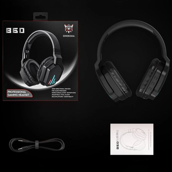 ONIKUMA B60 SŁUCHAWKI BEZPRZEWODOWE GAMINGOWE NAUSZNE MIKROFON BT 5.2 RGB zdjęcie 8