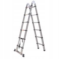 DRABINA TELESKOPOWA SKŁADANA 3,8M (1,9M+1,9M) 12 STOPNI STALE NIERDZEWNE