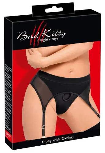 Bad Kitty - Czarne Stringi Z Pasem Do Pończoch M na Arena.pl