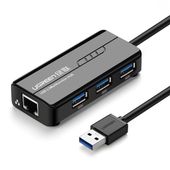 hub adapter sieciowy usb-a - rj45 1000 mbps / 3x usb 3.0 czarny