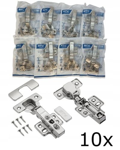 10x Zawias meblowy nakładany cichy domyk GTV PRESTIGE ZM-ECHC09H04-BE na Arena.pl