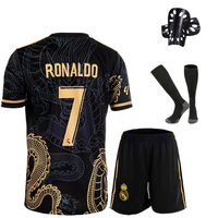 Strój Piłkarski dla Dzieci Ronaldo Real Madryt Czarny Smok 7 130-140 cm