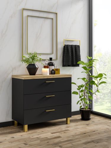 Komoda Nela 60 z 3 szufladami blat 32 czarna (W7) na Arena.pl