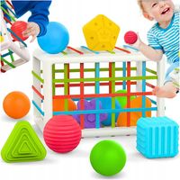 ELASTYCZNA KOSTKA SENSORYCZNA SORTER 13 EL. DLA DZIECI KOLOROWE KSZTAŁTY