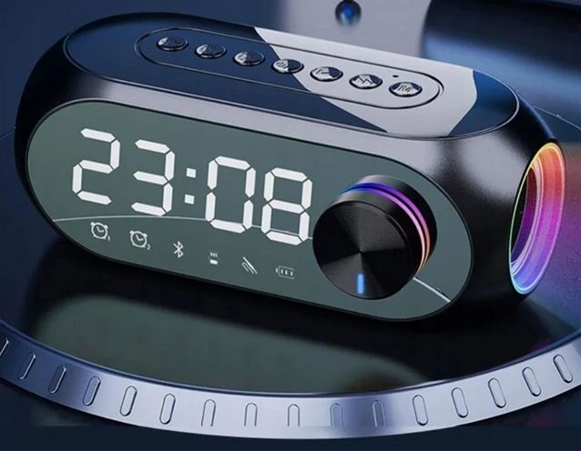 GŁOŚNIK LUSTRZANY BLUETOOTH 5.0 ZEGAR RADIO ALARM zdjęcie 6