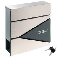 Skrzynka na listy z przegrodą na gazety, srebrna, 2 klucze