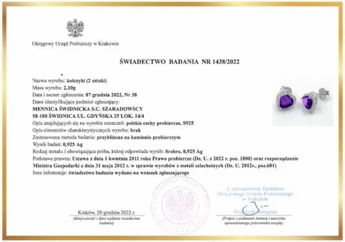 Mennica Świdnicka - Serca Srebrny Komplet Prezent Urodziny Srebro 925 na Arena.pl