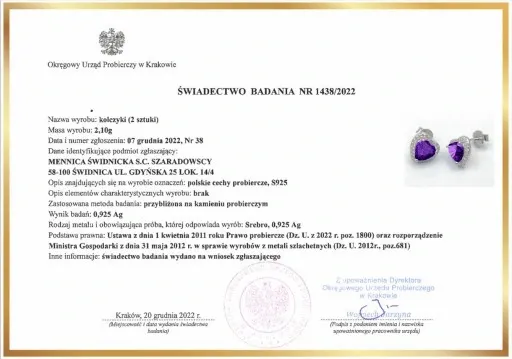 Mennica Świdnicka - Serca Srebrny Komplet Prezent Urodziny Srebro 925 zdjęcie 9