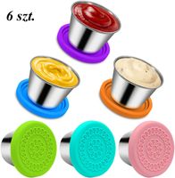 6x Pojemnik na sosy dipy przekąski przyprawy- STAL NIERDZEWNA+SILIKON- 70ml