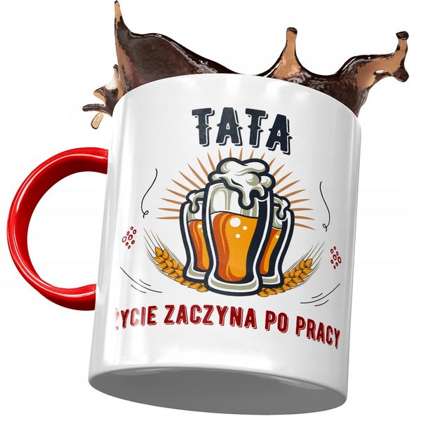 Kubek Czerwony Dla Taty Ojca Na Dzień Taty Prezent Z Nadrukiem Ze Zdjęciem zdjęcie 1