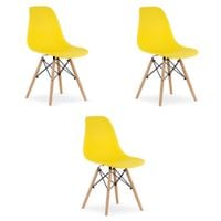 Krzesło żółte skandynawskie OSAKA nogi bukowe 3 szt. do kuchni jadalni