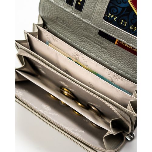 biały, duży portfel damski z systemem rfid zamykany na zatrzask - peterson na Arena.pl