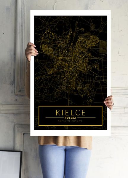 Kielce mapa złota - plakat 42x59,4 cm zdjęcie 2