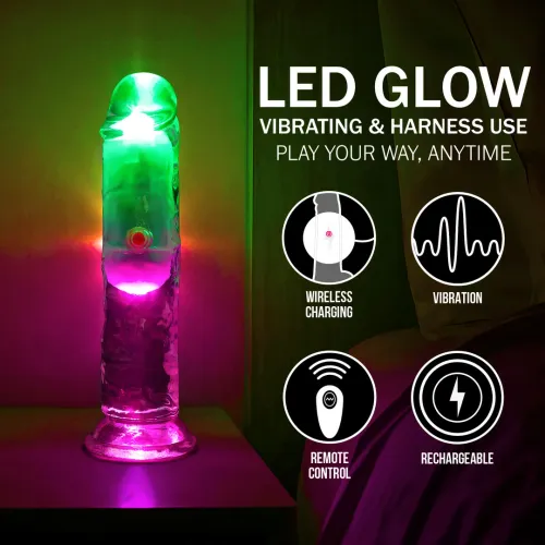 realrock led wibrujący model prosty 15 cm transparentny na Arena.pl