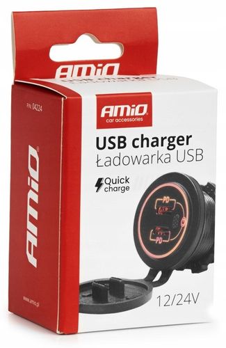 Ładowarka samochodowa z gniazdami 2xUSB-C wodoodporna z włącznikiem 12V 24V na Arena.pl