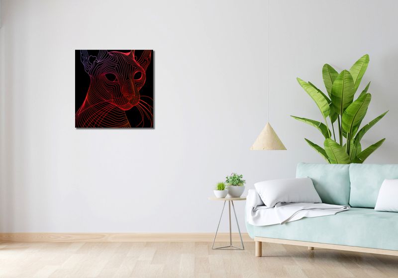 Obraz 60x60cm Cyfrowa Kocica zdjęcie 2