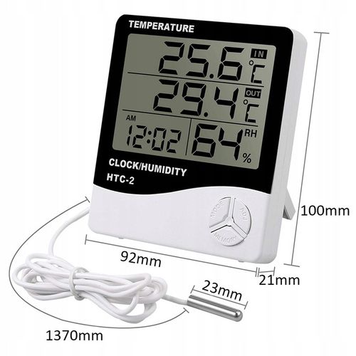 STACJA POGODOWA POGODY TERMOMETR HIGROMETR CZUJNIK SONDA ZEGAR BUDZIK na Arena.pl