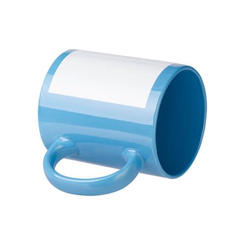 Błękitny kubek 330 ml z białą ramka do sublimacji zdjęcie 2