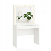 TOALETKA KOSMETYCZNA LED Z LUSTREM BIAŁA PODŚWIETLENIE SNOWY BIAŁA