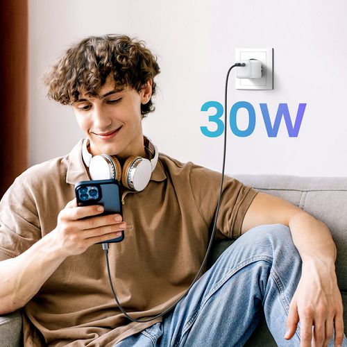 Szybka ładowarka sieciowa GaN 1x USB-C 30W PD Nexode Mini biała na Arena.pl