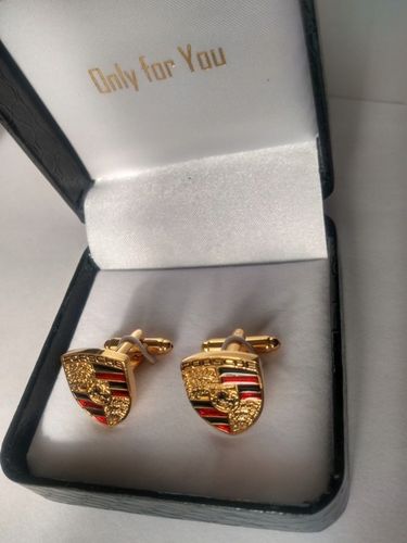 Exciting spinki do mankietów koszuli EXC Porsche pozłacane w skórzanym Etui na Arena.pl