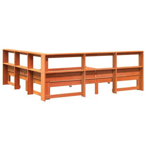 Łóżko z regałem, bez materaca, woskowy brąz, 200x200cm, sosnowe na Arena.pl