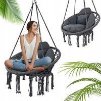 FOTEL HUŚTAWKA BOCIANIE GNIAZDO PODUSZKA MTG DO OGRODU DOMU SZARY