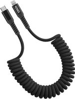 2 x Kabel 1,2m sprężynka oplot do SAMOCHODU AUTA IPHONE Lightning USB-C 3A