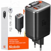 mcdodo szybka ładowarka sieciowa zasilacz 3x usb-c pd usb gan 67w kabel 1m