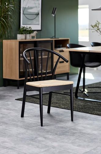Krzesło z podłokietnikami Cassandra czarne/ naturalne na Arena.pl
