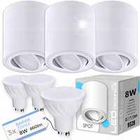 3x SPOT OPRAWA NATYNKOWA HALOGENOWA tuba ruchoma GU10 8W zimna żarówka LED
