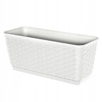 Doniczka podłużna DRL400P z podstawką | Biały, Kształt Prostokątny, Wymiary 15x40x14 cm, Kolor Biały, Prosperplast