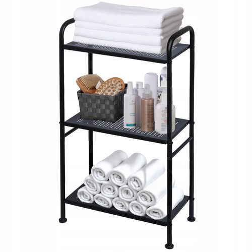 Regał łazienkowy metalowy czarny słupek szafka 3 półki do łazienki na Arena.pl
