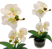 SZTUCZNY STORCZYK W DONICZCE BIAŁY SZTUCZNE KWIATY SILIKONOWE 40cm ORCHIDEA