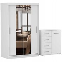 Zestaw NEOMI 01 Szafa 120 Komoda FRIDA MINI 01 90 półki BIAŁY PRODUCENT