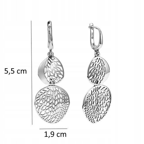 Srebrne kolczyki długie gładkie wiszące z ażurowym wzorem pr 925 na Arena.pl