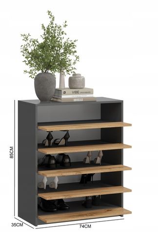 SZAFKA NA BUTY,KOMODA 5K GRAFIT DĄB WOTAN na Arena.pl