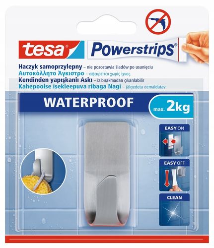 Haczyk Samoprzylepny Tesa Powerstrips Do Łazienki Metalowy Srebrny 2 na Arena.pl