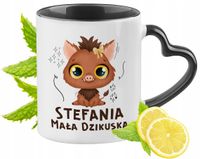 Kubek Czarny Z Uszkiem W Kształcie Serca Dla Stefanii Idealny Na Prezent