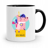 Dla Pracownika Kubek Czarny Best Employee Z Nadrukiem Ze Zdjęciem