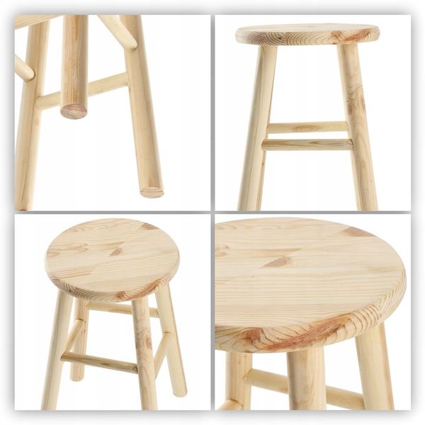 TABORET DREWNIANY KUCHENNY STOŁEK KRZESŁO 46cm SOLIDNY SOSNOWY DO zdjęcie 14
