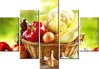70 100CM OBRAZ 5 ELEM WARZYWA ORGANICZNE DRUK PŁÓTNO