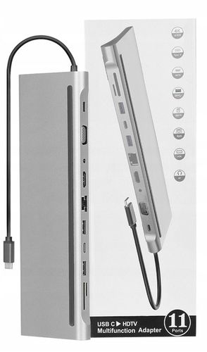 HUB USB-C 11w1 HDMI LAN VGA RJ45 SD STACJA DOKUJĄCA Macbook Pro Air M1 M2 na Arena.pl
