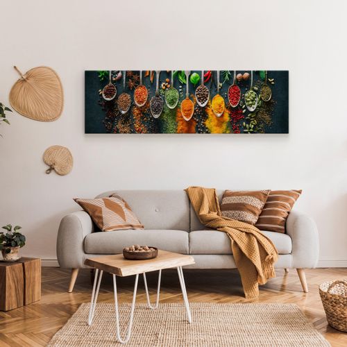 Obraz Panoramiczny Canvas ŁYŻKI Przyprawy Zioła Jedzenie 145cm x 45cm na Arena.pl