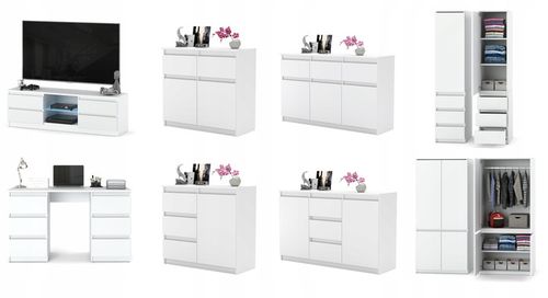 Komoda 120cm szafka z szufladami Biala Aga do salonu duza bezuchwytowa na Arena.pl