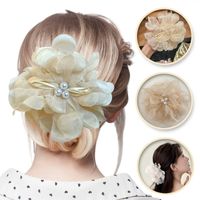 duża kokarda tiulowa z perełkami, spinka do włosów, klamra  sp323b