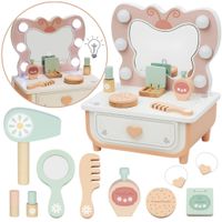 TOOKY TOY Drewniana Toaletka Motylek Akcesoria Lustro z Oświetleniem