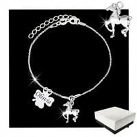 Srebrna Bransoletka dla Dziewczynki Koń Konik Koniczynka GRAWER Srebro 925